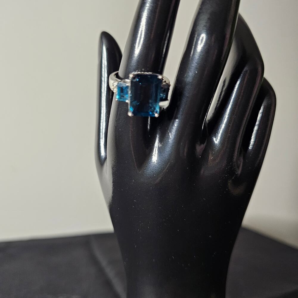 JTV 8.27CTW London Blue Topaz White Zircon 925 Sterling Silver Ring Size 8
